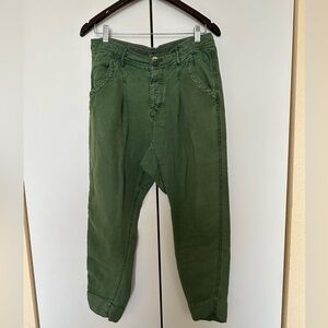 Free People Green Tencel/Linen Pants 8